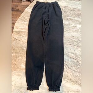 L.L.Bean Women’s Small Black Fleece Pants Elastic Waist Drawstring Ankle Zip USA